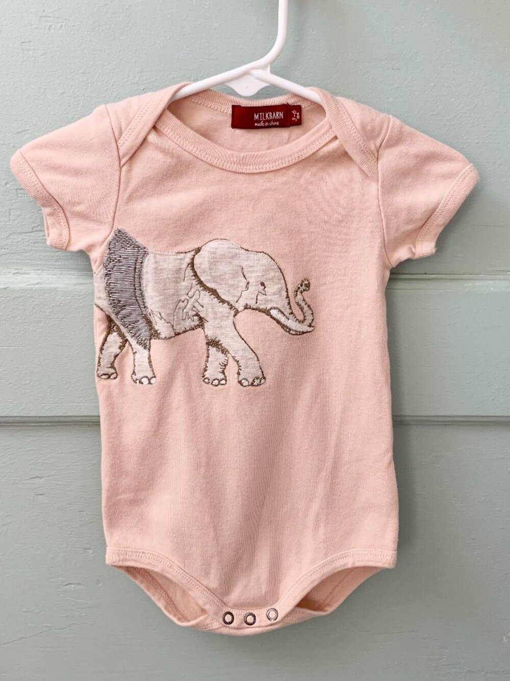 MilkBarn Elephant Appliqué Onesie • 3-6 Months